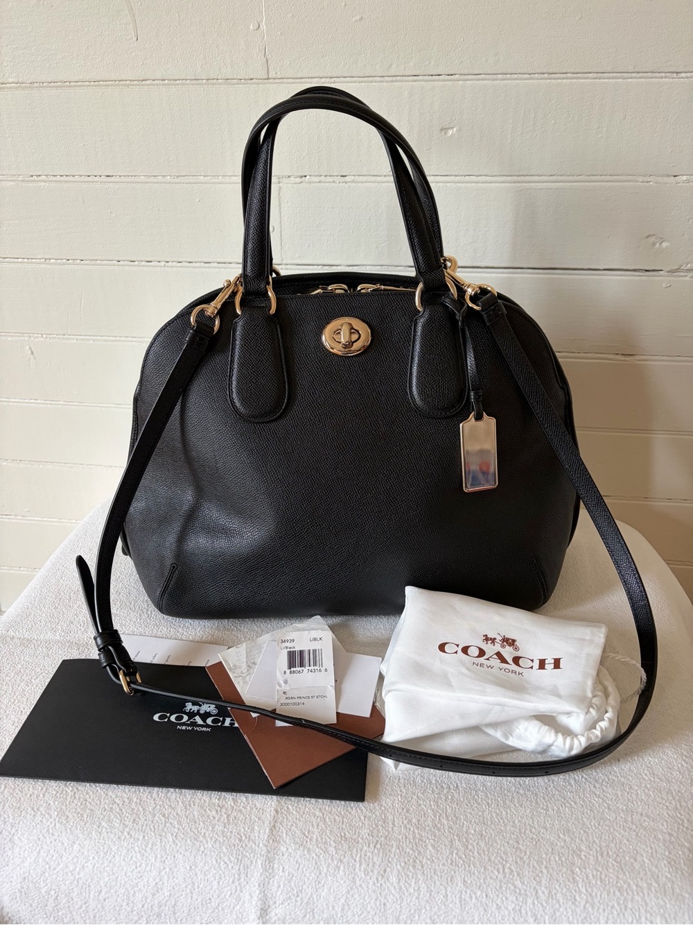COACH Prince Street Satchel Black Leather Bag